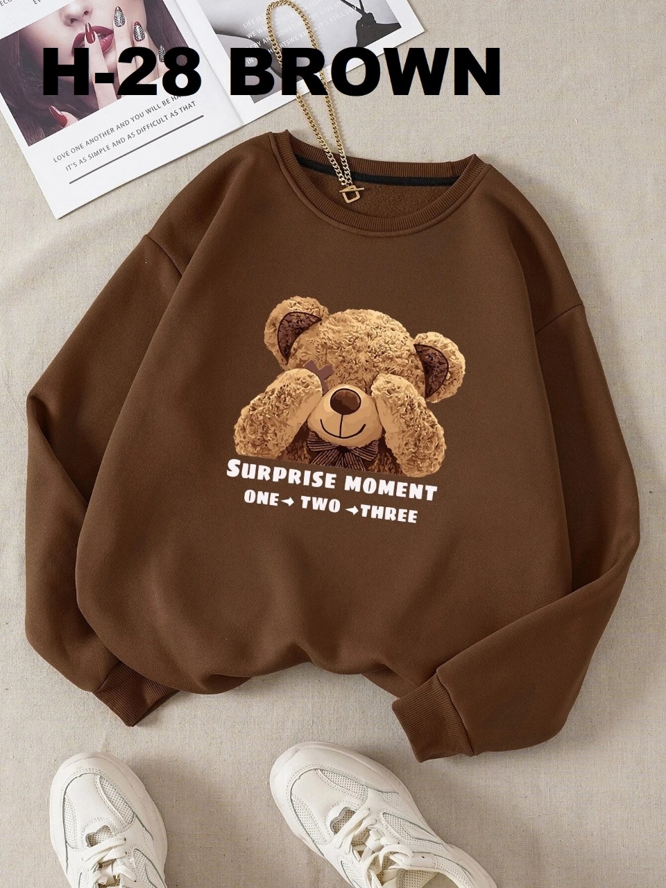 Cute Teddy Print Blue Sweatshirt - Image 2