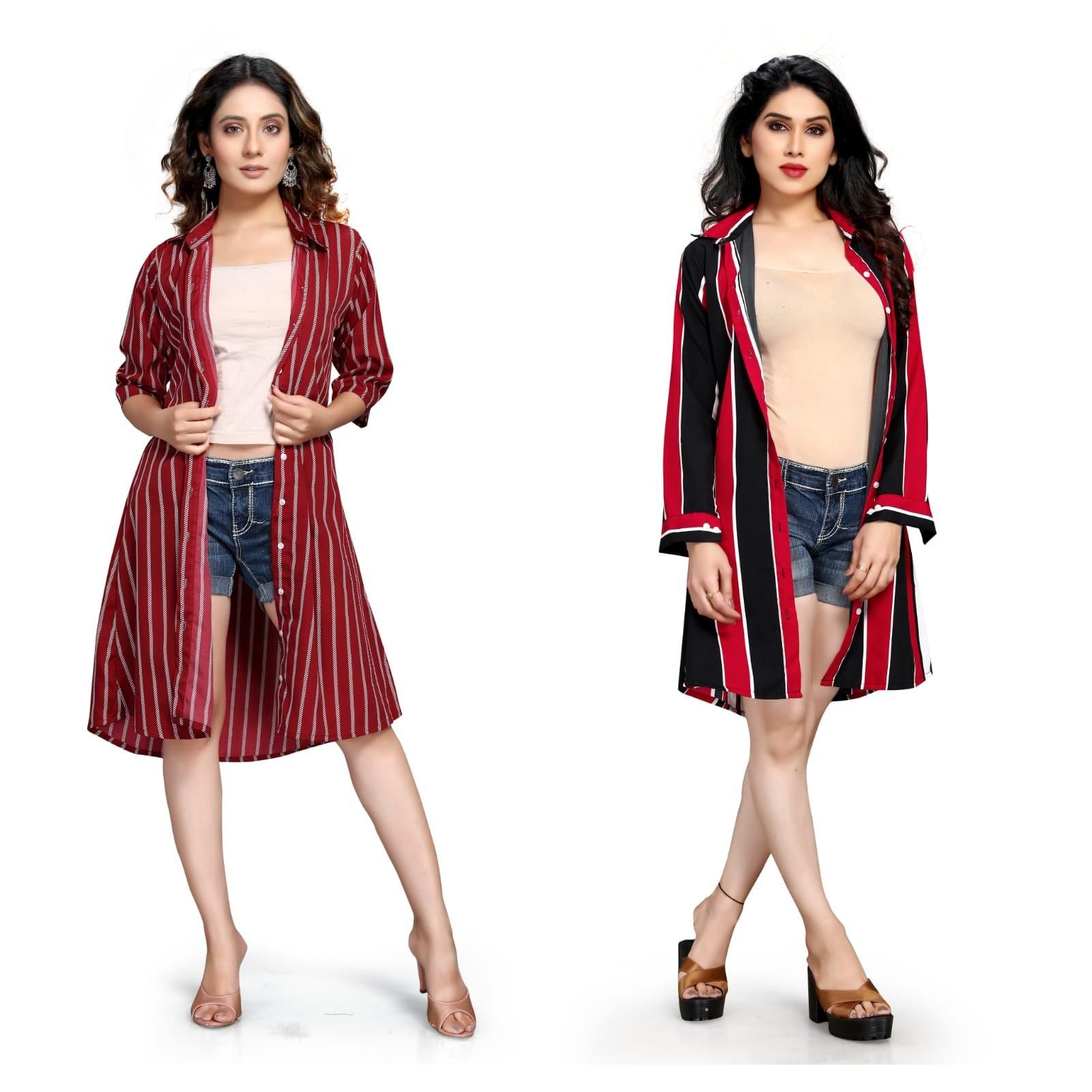 Women's Crepe Printed Shirt Style Short Dress Buy 1 Get 1 FrPr - Image 2